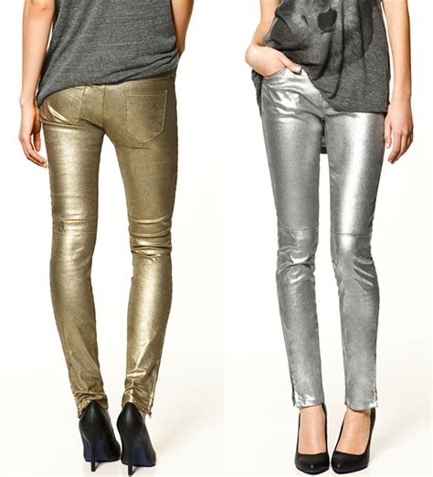 zara metallic pants